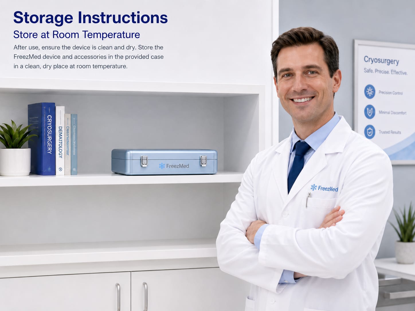 Physician with the FreezMed case in a clinic setting